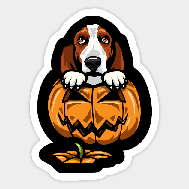 Halloween Basset Hound Pumpkin Sticker by IPRINT